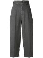Aspesi - Cropped Trousers - Women - Linen/flax - 46, Grey, Linen/flax