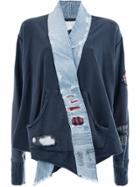 Greg Lauren Fleece And Vintage Denim Kimono - Blue