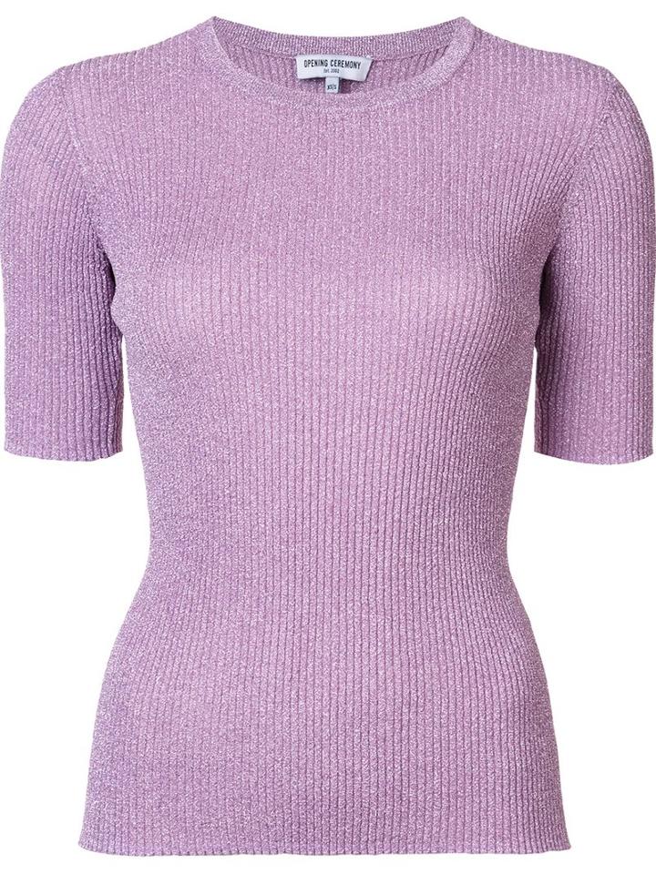 Opening Ceremony Rib Knit Metallic Top, Women's, Size: Xs/s, Pink/purple, Polyester/metallized Polyester/spandex/elastane