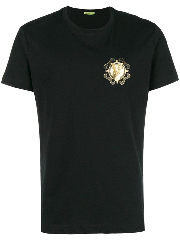 Versace Jeans Logo Printed Crew Neck T-shirt - Black