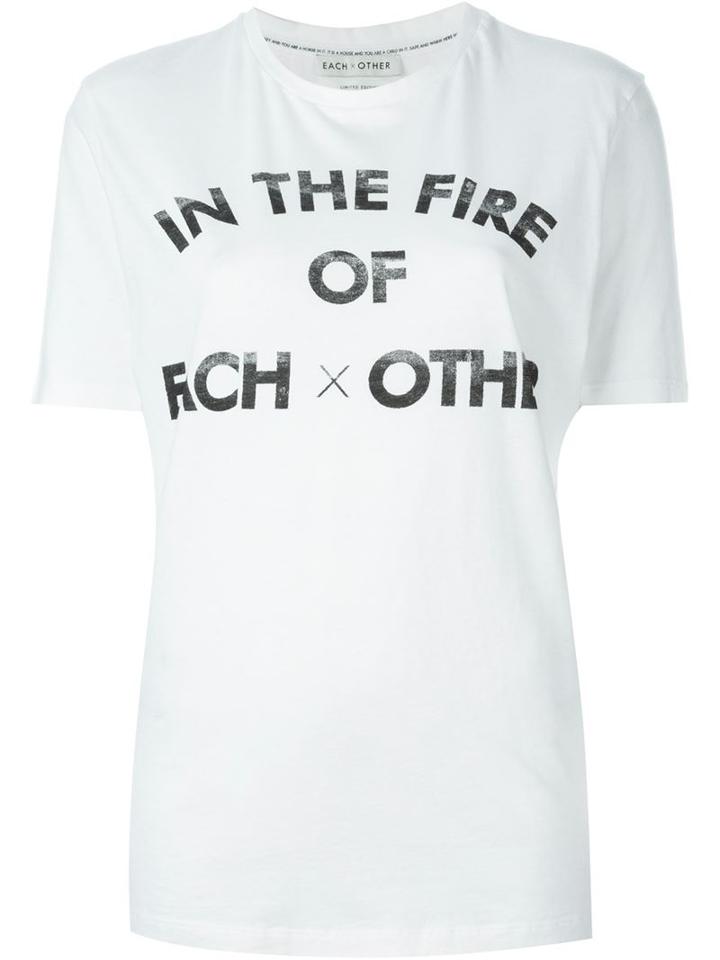 Each X Other In The Fire Of Print T-shirt, Women's, Size: S, White, Cotton