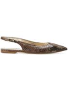 Antonio Barbato Snakeskin Effect Slingback Ballerinas - Brown