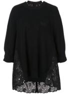 Sacai Lace Panel Oversized Sweater - Black