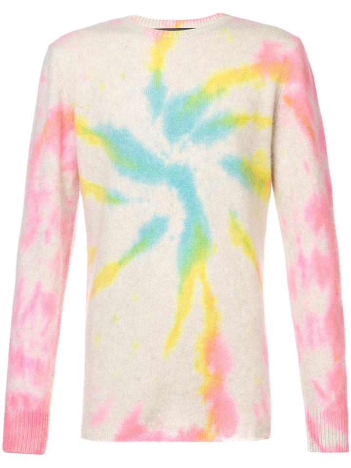 The Elder Statesman Tie Dye Cashmere Sweater - White