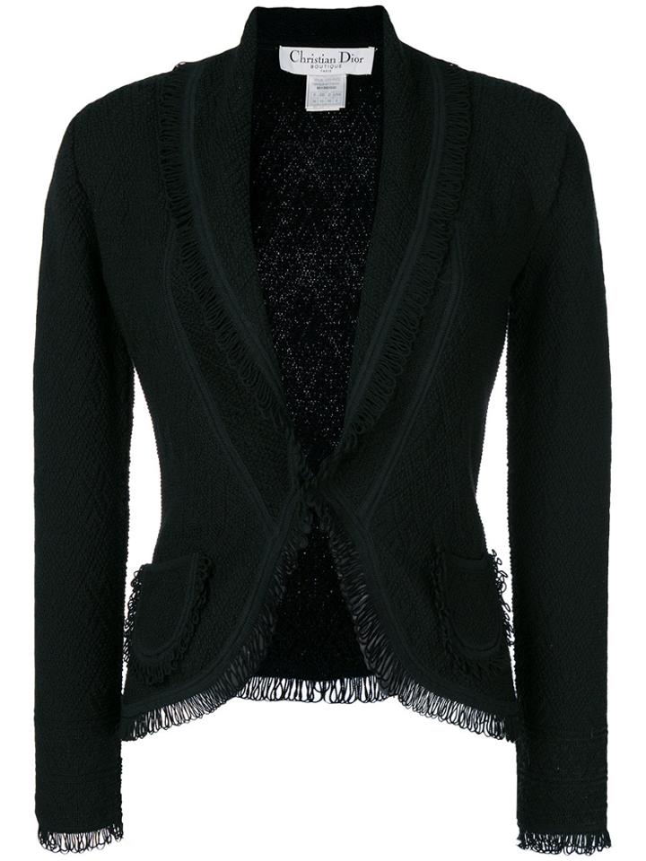 Christian Dior Vintage Fringed Knitted Jacket - Black