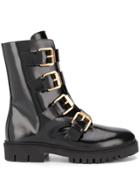 Moschino Buckled Ankle Boots - Black