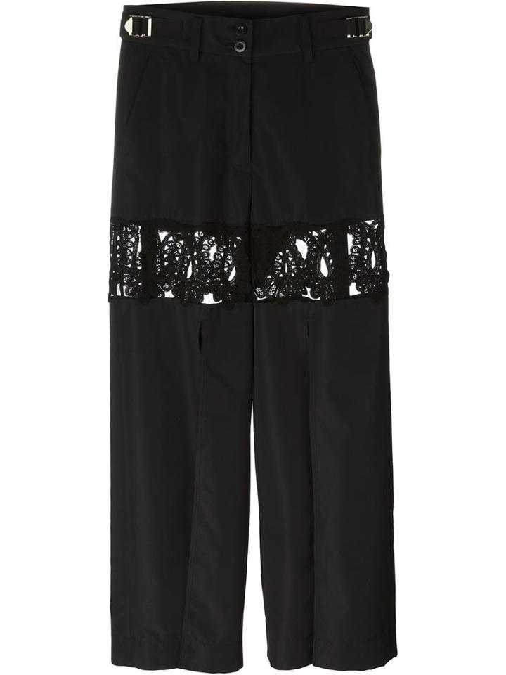 Sacai Lace Panel Trousers, Women's, Size: 2, Black, Cupro/polyester/cotton/nylon