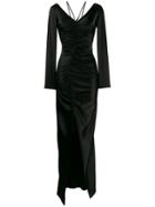 David Koma Ruched Fitted Maxi Dress - Black