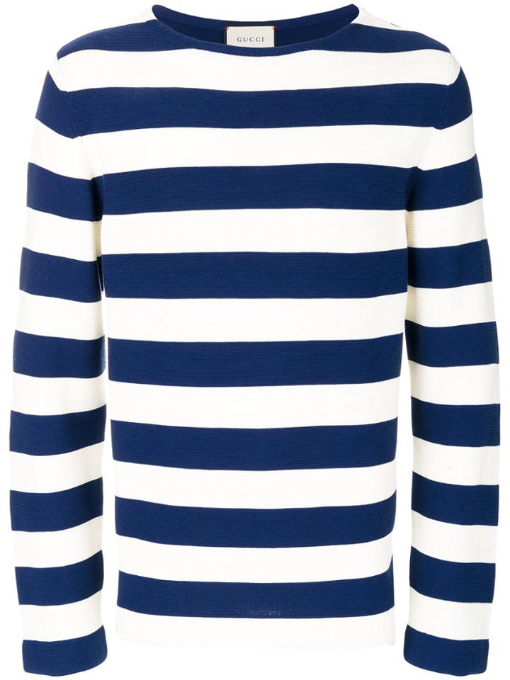 Gucci Appliqué Striped Sweater - Blue