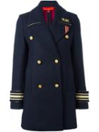 Hilfiger Collection Double Breasted Coat, Women's, Size: 4, Blue, Polyamide/polyester/polyurethane/wool