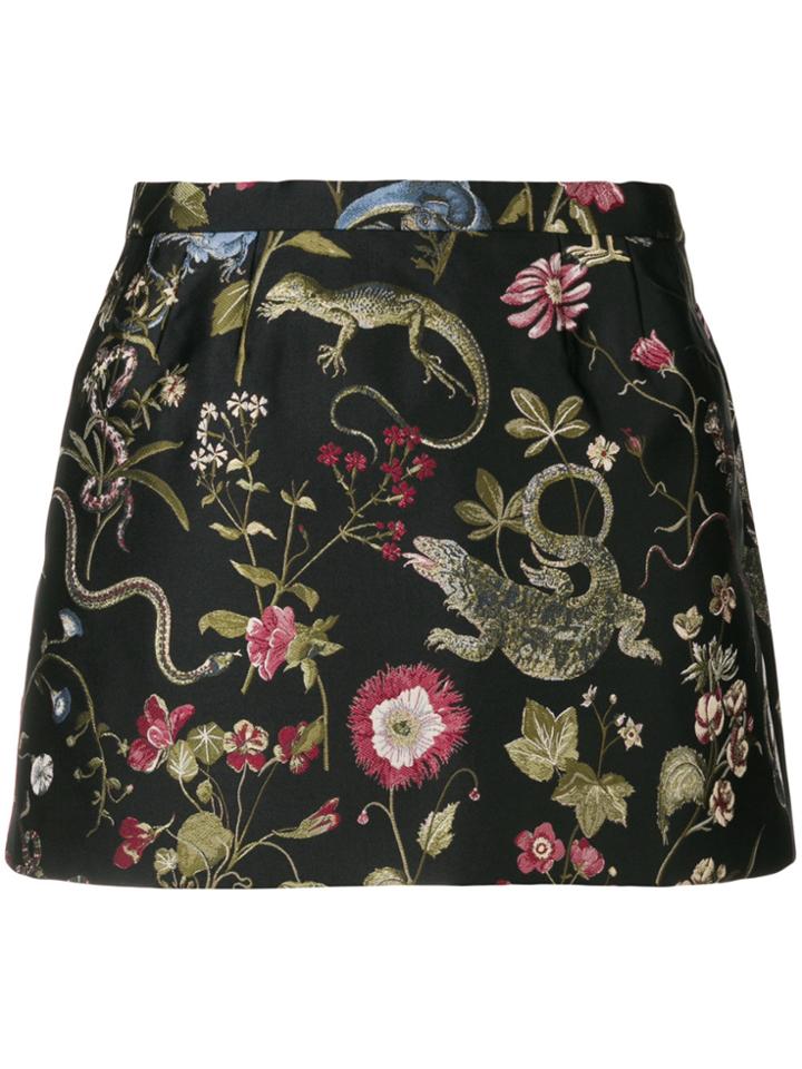 Red Valentino Floral Embroidered Mini Skirt - Black