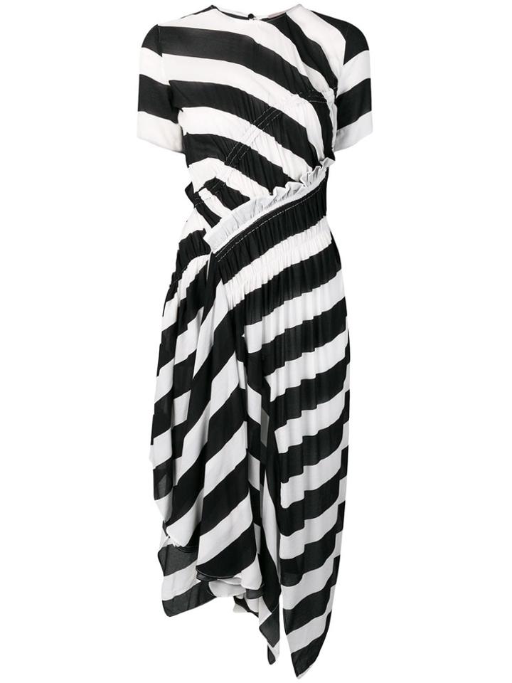 Preen Line Striped Asymmetric Dress - Black