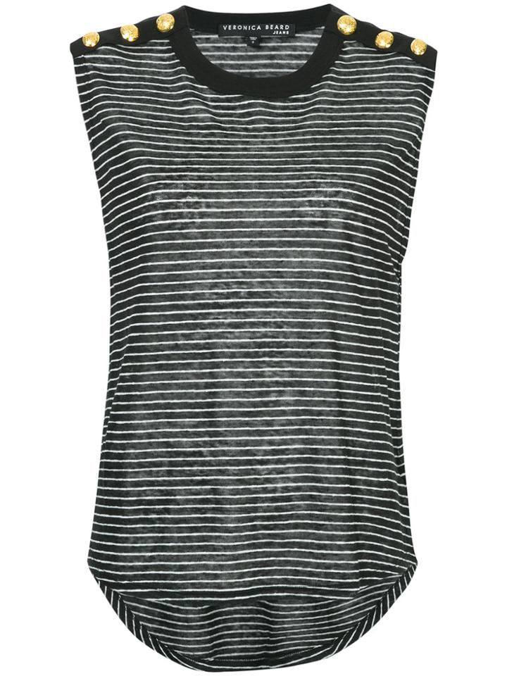 Veronica Beard Kade Striped Tank Top - Black