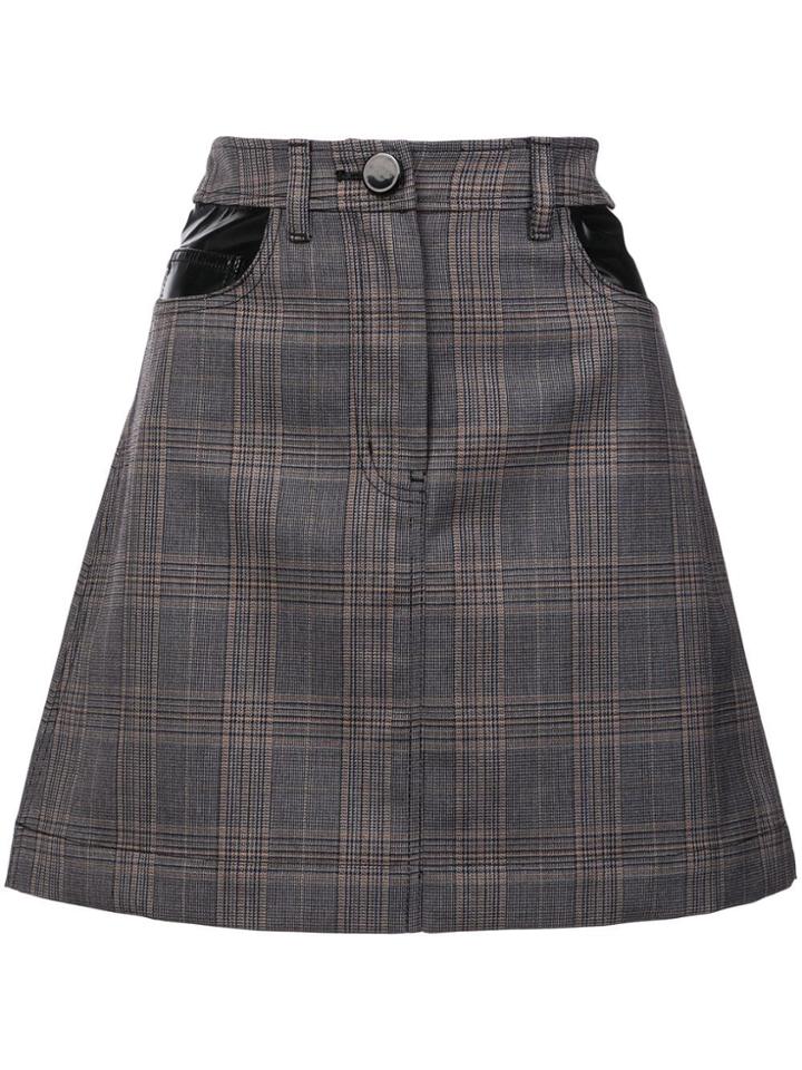 Derek Lam 10 Crosby Plaid Jean Skirt - Grey