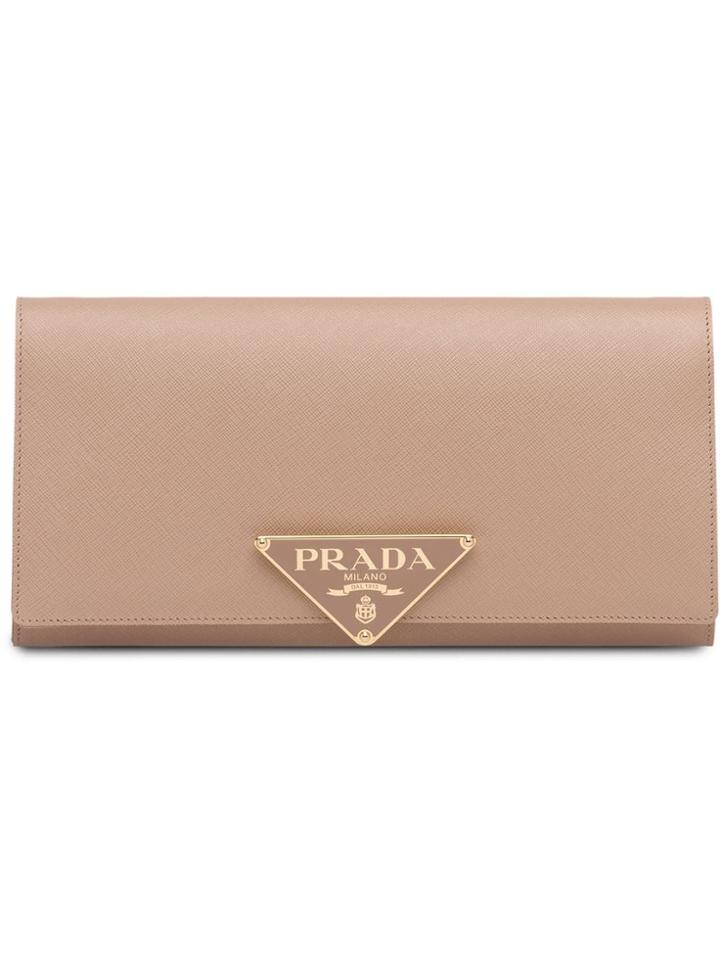 Prada Logo Foldover Mini Bag - Neutrals
