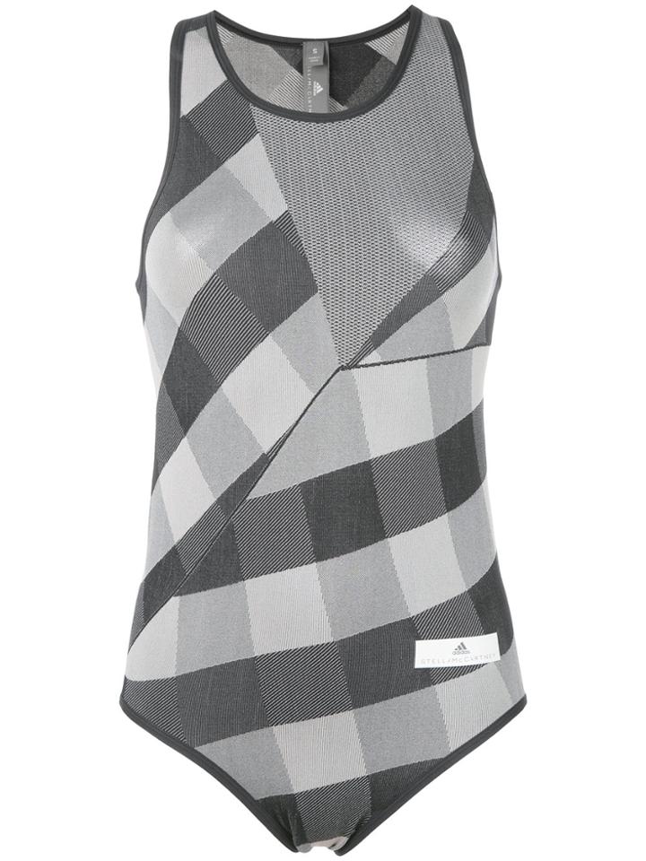 Adidas By Stella Mccartney Checked Sleeveless Body - Grey