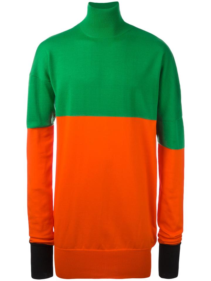 Jw Anderson Roll Neck Bicolour Jumper - Green
