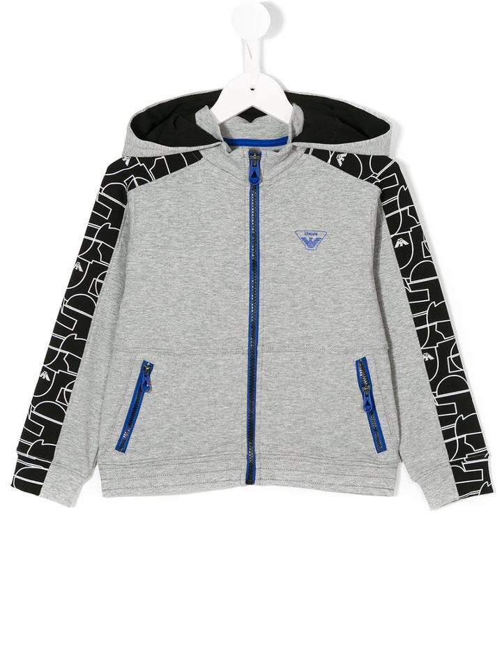 Armani Junior - Logo Zip Hoodie - Kids - Cotton/spandex/elastane - 12 Yrs, Grey