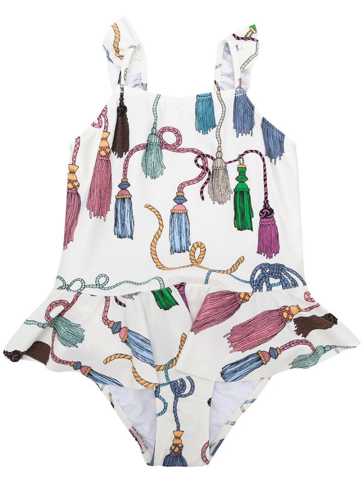 Mini Rodini - Tassels Print Swimsuit - Kids - Spandex/elastane/recycled Polyamide - 7 Yrs, Nude/neutrals