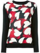 Boutique Moschino Heart Print Jumper, Women's, Size: 44, Black, Virgin Wool/polyester