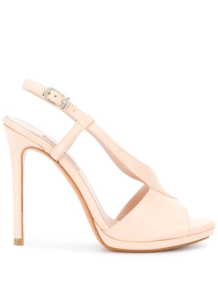 Albano Cross Strap Stiletto Sandals - Neutrals