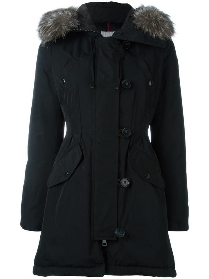 Moncler - 'aredhel' Parka - Women - Cotton/feather Down/fox Fur/polyester - 1, Black, Cotton/feather Down/fox Fur/polyester
