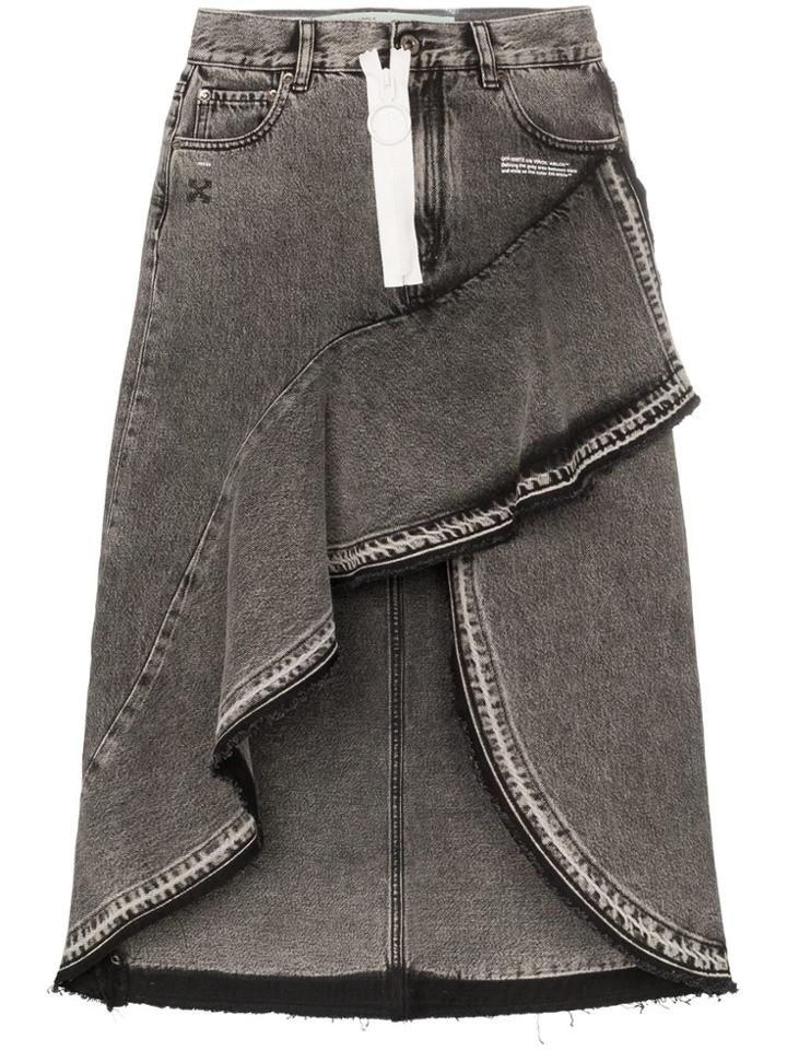 Off-white Asymmetric Denim Skirt - Grey