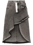 Off-white Asymmetric Denim Skirt - Grey