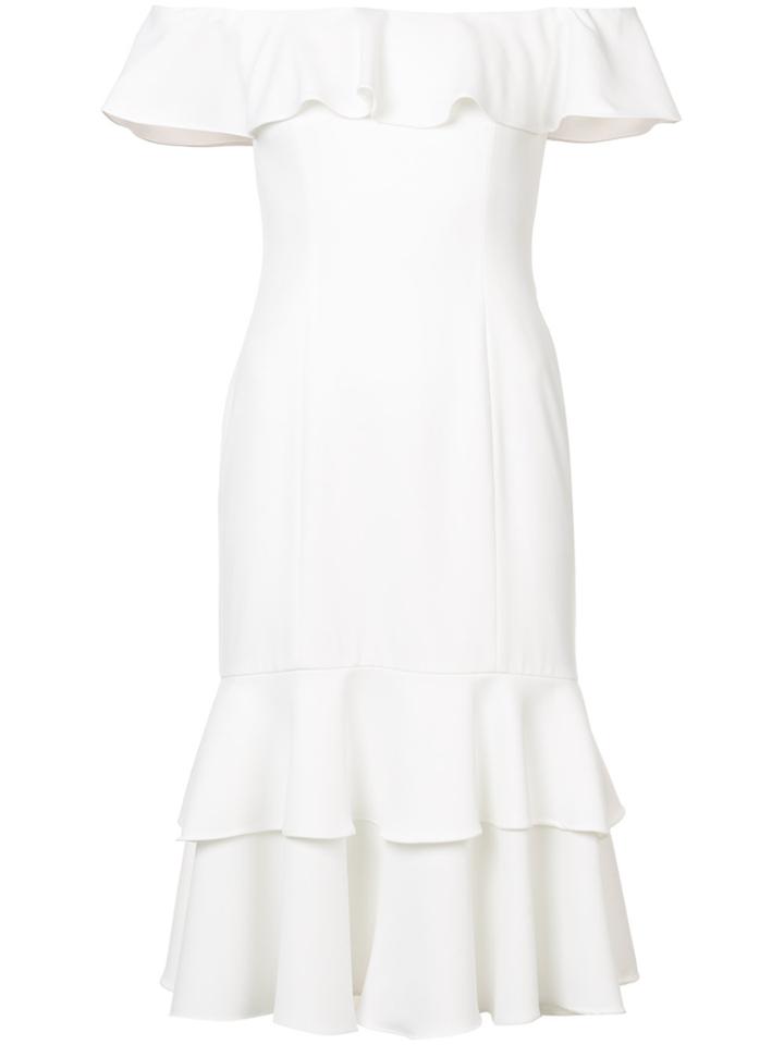 Jay Godfrey Ruffled Off Shoulder Dress - White