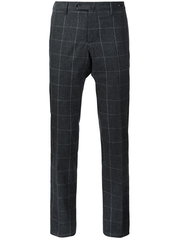 Pt01 Plaid Trousers, Men's, Size: 50, Grey, Spandex/elastane/virgin Wool