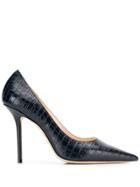 Jimmy Choo Crocodile Effect Love 100mm Pumps - Blue