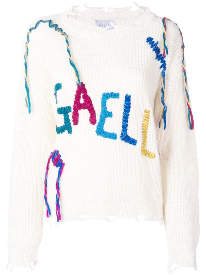 Gaelle Bonheur Embroidered Logo Jumper - White