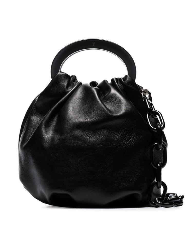 Gu De Black Posy Chain Strap Leather Shoulder Bag
