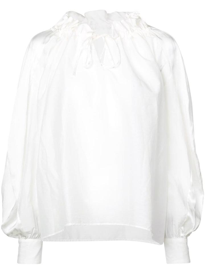 Tsumori Chisato Loose-fit Drawstring Neck Blouse - White