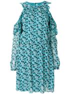 Michael Michael Kors Cold-shoulder Floral-print Dress - Blue
