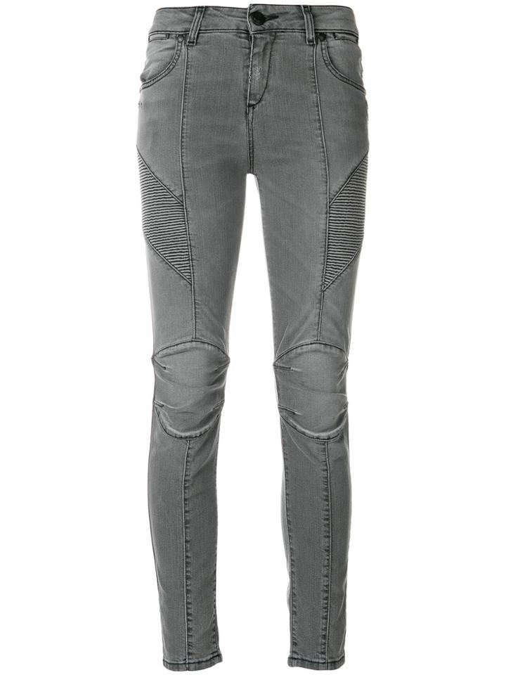 Pierre Balmain Biker Skinny Jeans - Grey