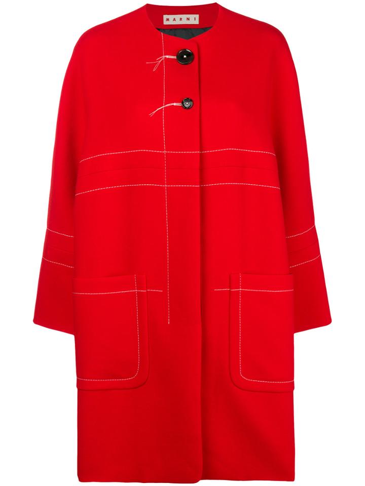 Marni Cocoon Coat - Red