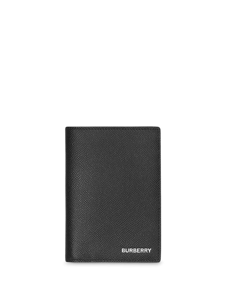 Burberry Grainy Leather Passport Holder - Black