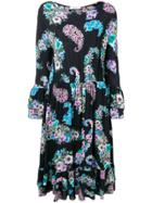 Blugirl Floral Print Flared Dress - Black