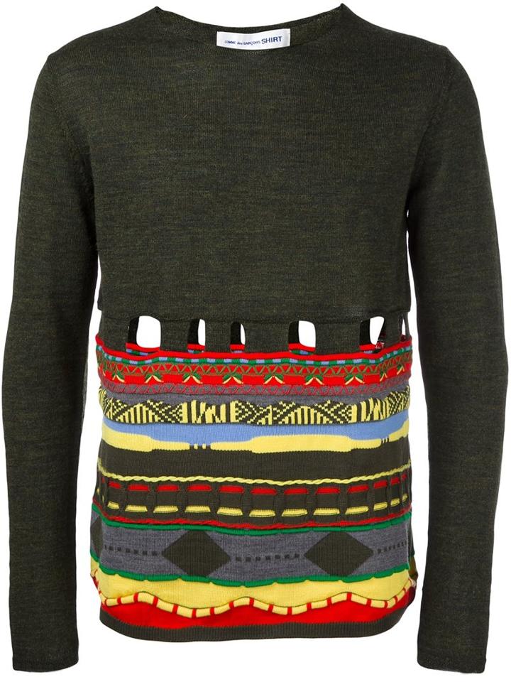 Comme Des Garçons Shirt Cut Out Pullover, Men's, Size: Medium, Green, Acrylic/wool