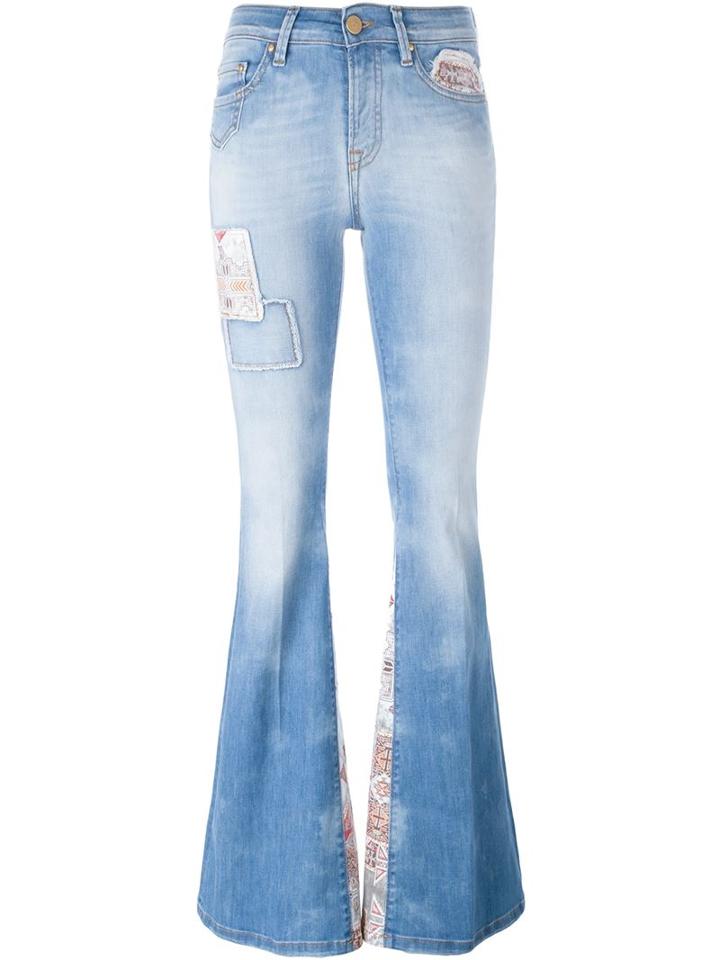 Don't Cry Patchwork Flared Jeans, Women's, Size: 27, Blue, Cotton/spandex/elastane