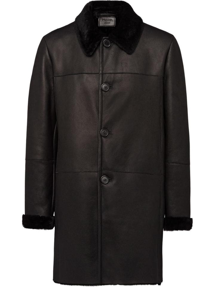 Prada Shearling Coat - Black