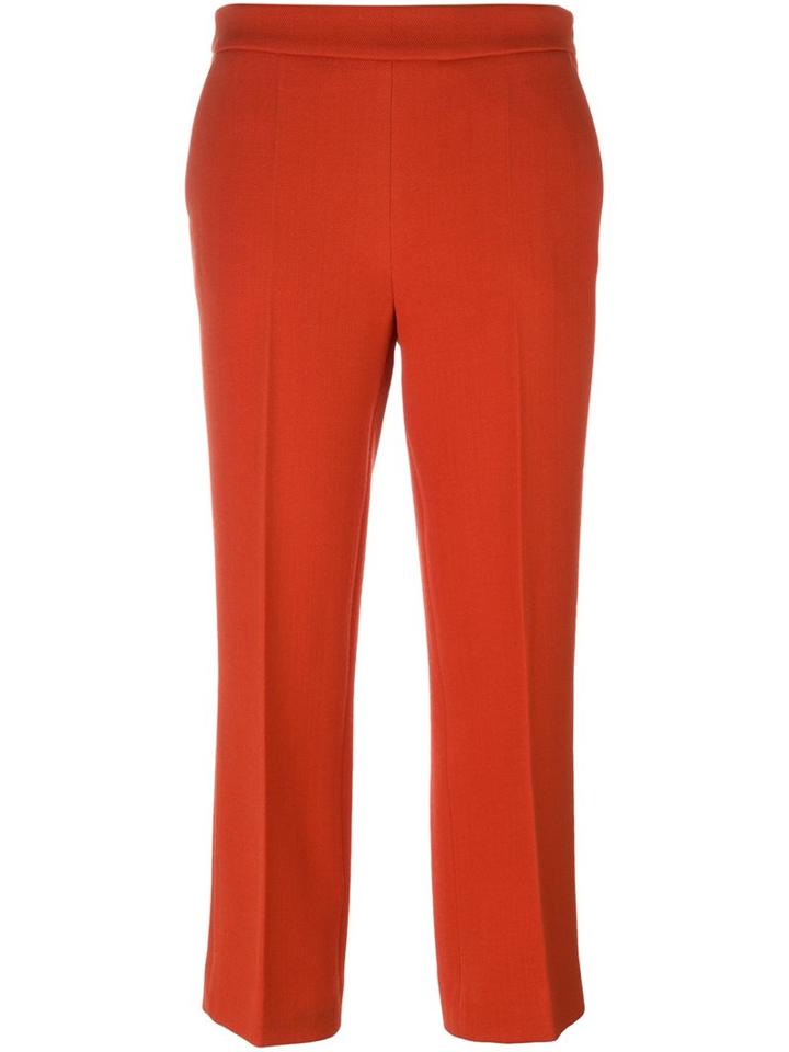 Odeeh - Slim Fit Cropped Trousers - Women - Cotton/virgin Wool - 38, Red, Cotton/virgin Wool