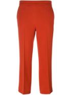 Odeeh - Slim Fit Cropped Trousers - Women - Cotton/virgin Wool - 38, Red, Cotton/virgin Wool