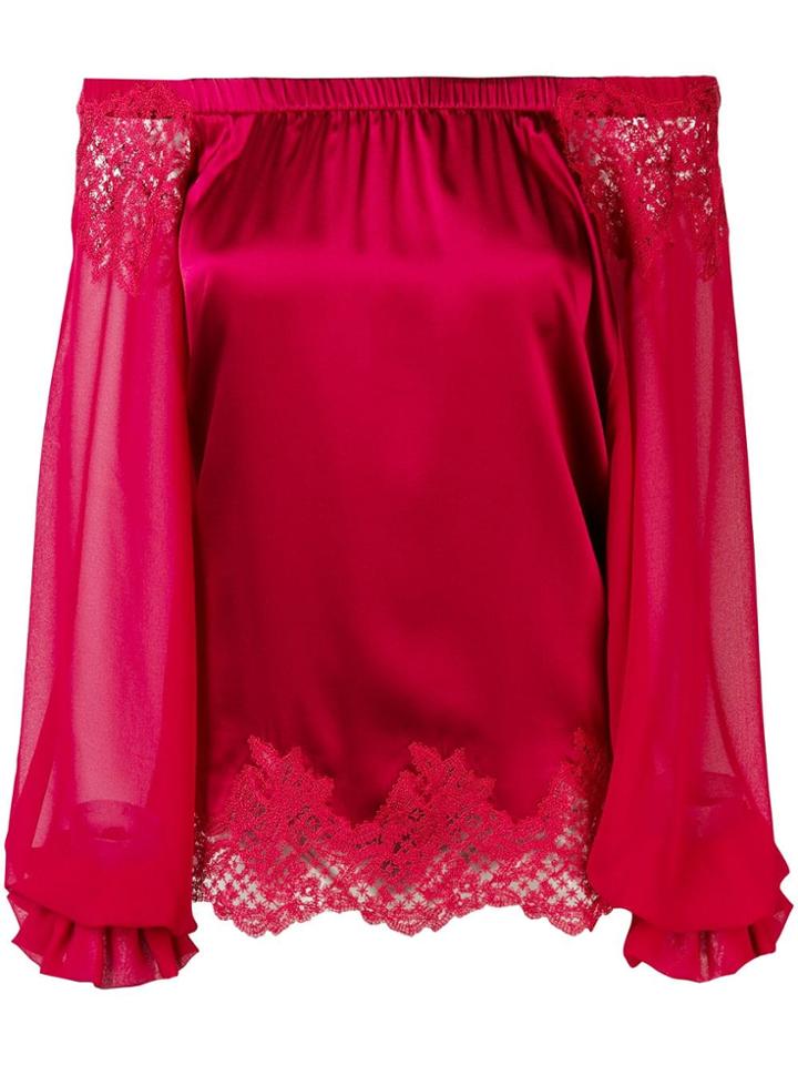 Ermanno Scervino Floral Lace Embellished Blouse - Red