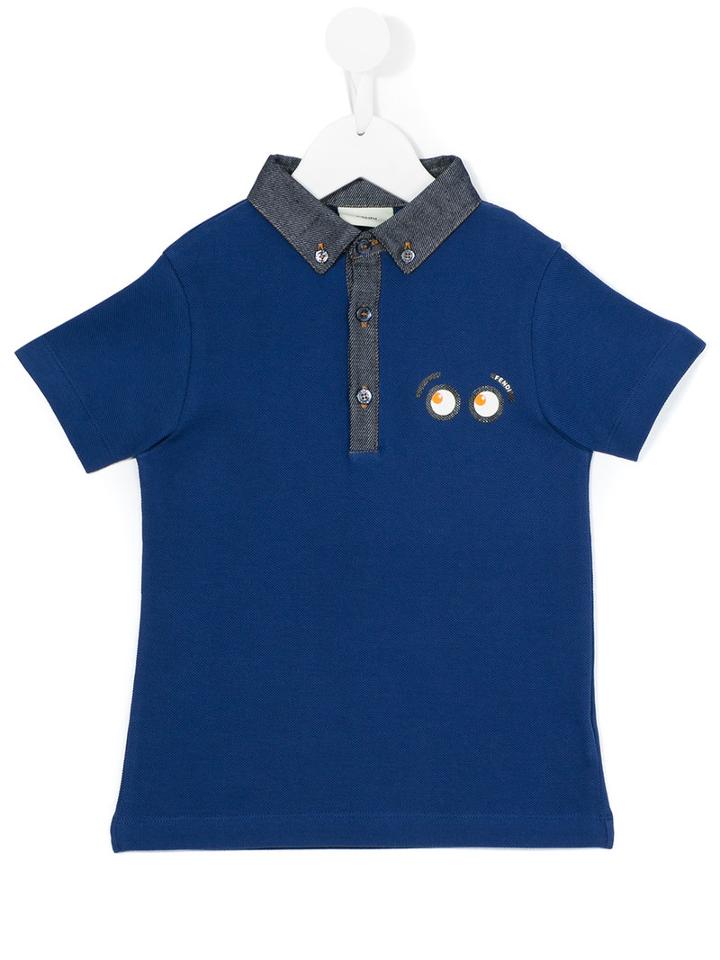 Fendi Kids - Eyes Print Polo Shirt - Kids - Cotton - 5 Yrs, Blue