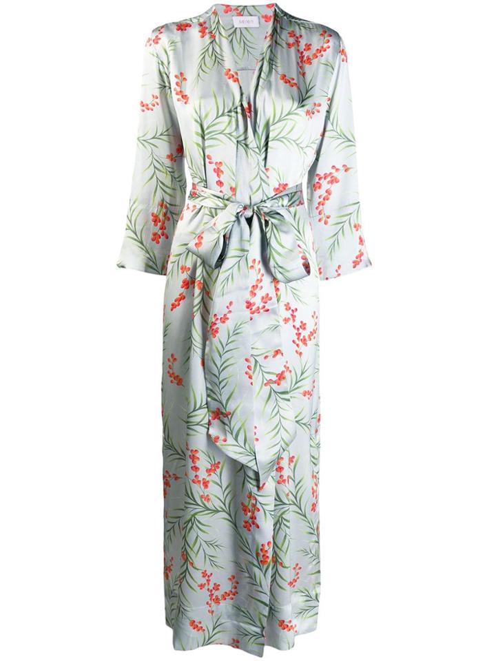 Seren Long Printed Kimono - Blue