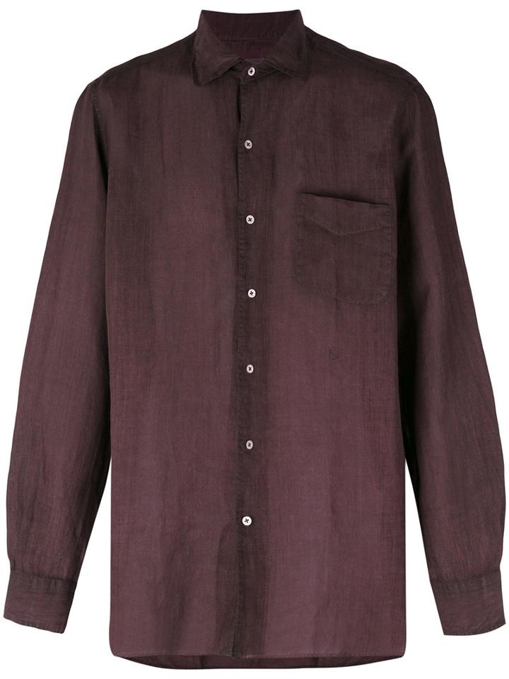 Massimo Alba - Long Sleeve Pocket Shirt - Men - Ramie - L, Pink/purple, Ramie