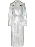 Skiim Karla Belted Leather Trench Coat - Silver