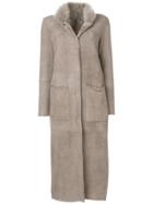 Manzoni 24 Fur Collar Buttoned Coat - Grey